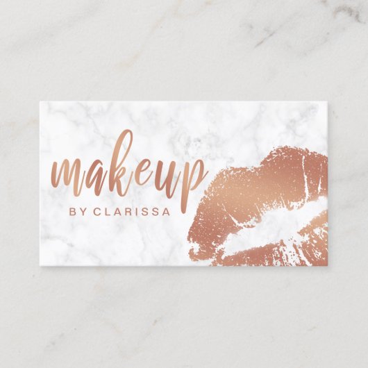 銅エレガントバラ金ゴールド唇と大理石メイク 名刺 (正面)