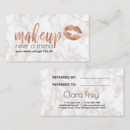 銅エレガントバラ金ゴールド唇と大理石メイク 紹介カード (正面/裏面)