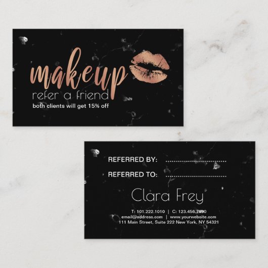 銅エレガントバラ金ゴールド唇と大理石メイク 紹介カード (正面/裏面)