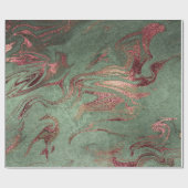 銅エレガントバラ金ゴールド緑大理石ルック ラッピングペーパー (フラット)