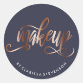 銅エレガントバラ金ゴールド&ネイビーブルーメイクアップアーティスト ラウンドシール (正面)