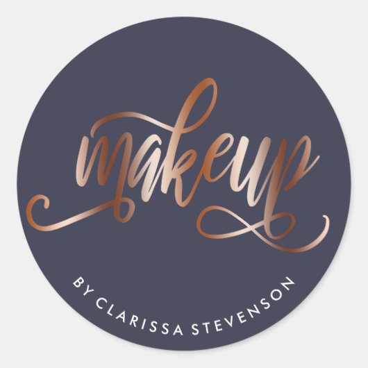 銅エレガントバラ金ゴールド&ネイビーブルーメイクアップアーティスト ラウンドシール (正面)