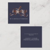 銅エレガントバラ金ゴールド・ネイビーブルーメイクアーティスト スクエア名刺 (正面/裏面)