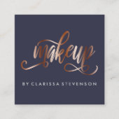 銅エレガントバラ金ゴールド・ネイビーブルーメイクアーティスト スクエア名刺 (正面)