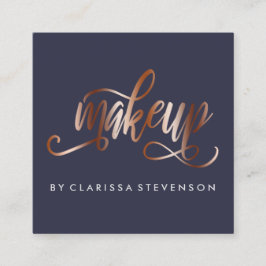 銅エレガントバラ金ゴールド・ネイビーブルーメイクアーティスト スクエア名刺
