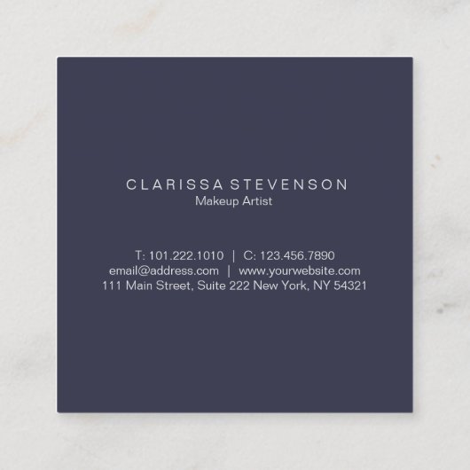 銅エレガントバラ金ゴールド・ネイビーブルーメイクアーティスト スクエア名刺 (裏面)