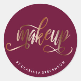 銅エレガントバラ金ゴールド&ブルゴーニュのメイクアップアーティスト ラウンドシール