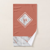 銅エレガントバラ金ゴールド&ホワイトマーブル |モノグラム バスタオルセット (ハンドタオル)