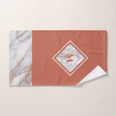 銅エレガントバラ金ゴールド&ホワイトマーブル |モノグラム バスタオルセット (ハンドタオル)