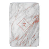 銅エレガントバラ金ゴールド&ホワイトマーブル |モノグラム バスマット (正面縦)