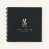 銅エレガントフローラはさみサロンロゴ ノートブック (正面)