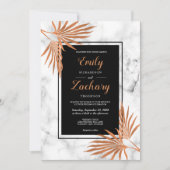 銅エレガント大理石白黒トロピカル結婚ズ 招待状 (正面)