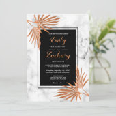 銅エレガント大理石白黒トロピカル結婚ズ 招待状 (スタンド正面)