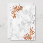 銅エレガント大理石白黒トロピカル結婚ズ 招待状 (裏面)