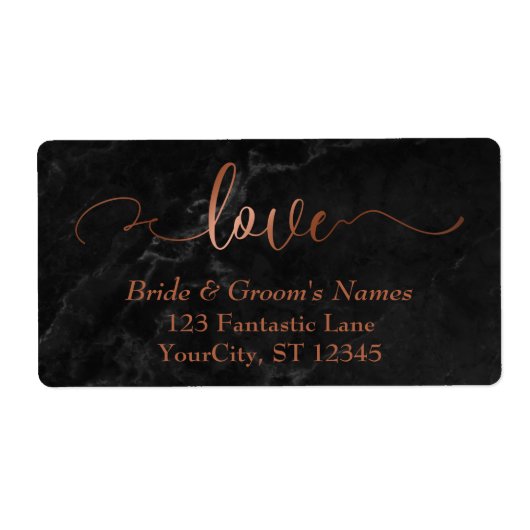 銅エレガント箔、黒フェイク大理石ラブスクリプト ラベル (正面)