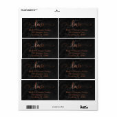 銅エレガント箔、黒フェイク大理石ラブスクリプト ラベル (フルシート)