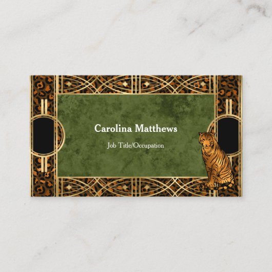 銅エレガント緑虎アールデコ 名刺 (正面)