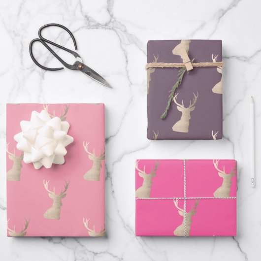 銅エレガント金ゴールドのクリスマスパターン ラッピングペーパーシート (正面)