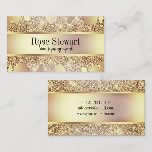 銅エレガント金ゴールドグリッターが公証人に流れる 名刺 (正面/裏面)