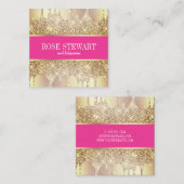 銅エレガント金ゴールドグリッター乾燥爪、 ネイル スクエア名刺 (正面/裏面)