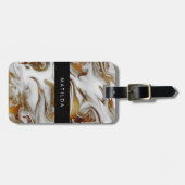 銅エレガント金ゴールドモダンと白い大理石の外観 ラゲッジタグ (正面横)