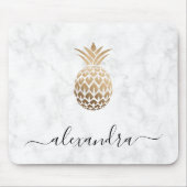 銅エレガント金ゴールド白モダン大理石パイナップル マウスパッド (正面)