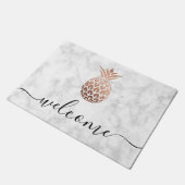 銅エレガント金ゴールド白大理石パイナップル ドアマット (アングル)