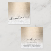 銅エレガント金ゴールド白大理石化粧家 スクエア名刺 (正面/裏面)