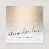 銅エレガント金ゴールド白大理石化粧家 スクエア名刺 (正面)