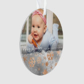 銅エレガント金ゴールド銀の雪片カスタム写真 オーナメント (正面)