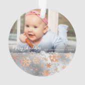 銅エレガント金ゴールド銀の雪片カスタム写真 オーナメント (裏面)