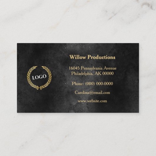 銅エレガント金ゴールド黒アールデコ 名刺 (裏面)