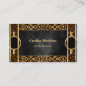 銅エレガント金ゴールド黒アールデコ 名刺 (正面)
