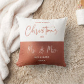 銅エレガント&ホワイト第1回クリスマス写真ミセスさん クッション (ブランケット)