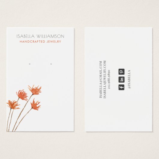 銅オかわいらしレンジイヤリングジュエリーディスプレイカード (正面&裏面)