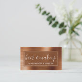 銅オレンジフォイルモダンブラッシュメタル 名刺 (スタンド正面)