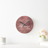 銅ガーリーダイヤモンドスパークルグラムモノグラム名 ラウンド壁時計 (ホーム)