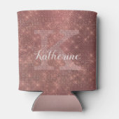 銅ガーリーダイヤモンドスパークルシックなモノグラム名 缶クーラー (裏面)