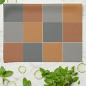 銅キャラメルとグレーの正方形 キッチンタオル (折り畳み)