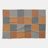 銅キャラメルとグレーの正方形 キッチンタオル (横)