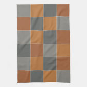 銅キャラメルとグレーの正方形 キッチンタオル (縦)