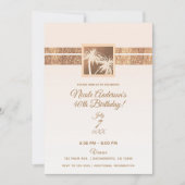 銅クリームトロピカルパームツリーズモダン誕生日 招待状 (正面)