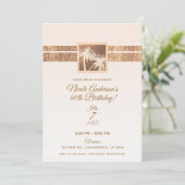 銅クリームトロピカルパームツリーズモダン誕生日 招待状 (スタンド正面)