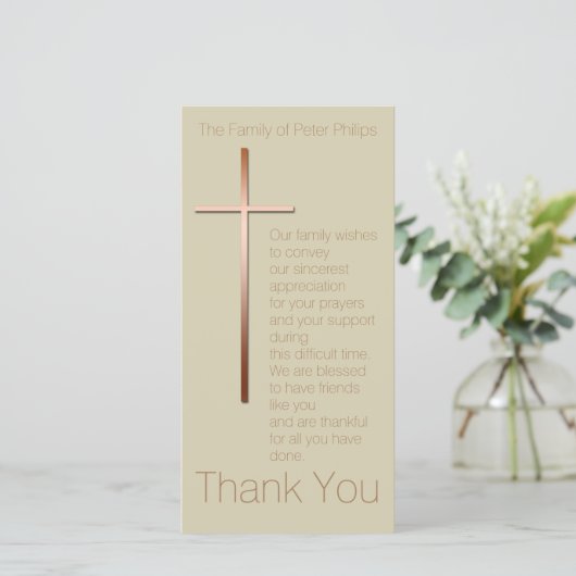 銅クロス悔やみや弔慰ありがとう色を選択 サンキューカード (スタンド正面)