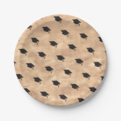 銅グラードパーティー上の黒スタイリッシュ卒業帽子 ペーパープレート (正面)