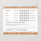 銅グリッタードッググルーミングレポートカードフライヤー チラシ (裏面)