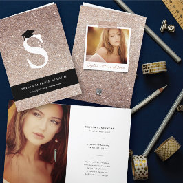 銅グリッターモノグラム文字Sモダン写真グラード 案内状
