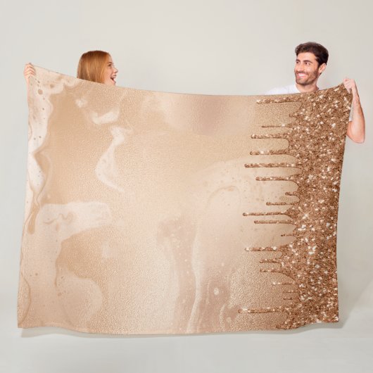 銅グリッター雨オン赤面銅金属大理石 フリースブランケット (インサイチュ)