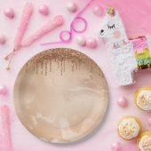 銅グリッター雨オン赤面銅金属大理石 ペーパープレート (パーティー)