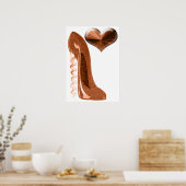 銅コルクスクリューヒールスティレット靴と3Dハート ポスター (キッチン)